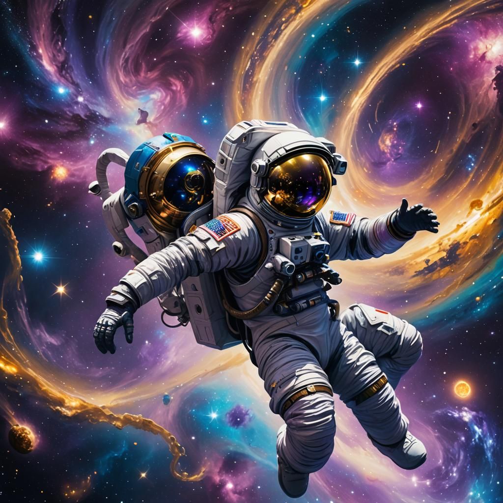 Astronaut Floating in Nebula: Hyperrealistic Concept Art