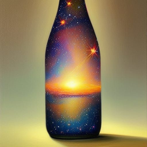 Galaxy Inside a Bottle: Oil Painting
