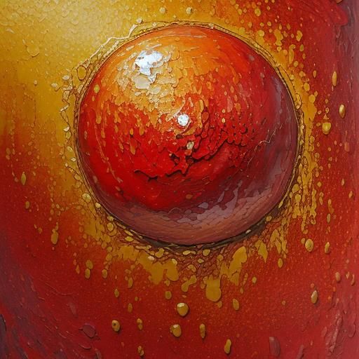 Gold Substituted Red Blood Cell: Expressionist Oil Painting