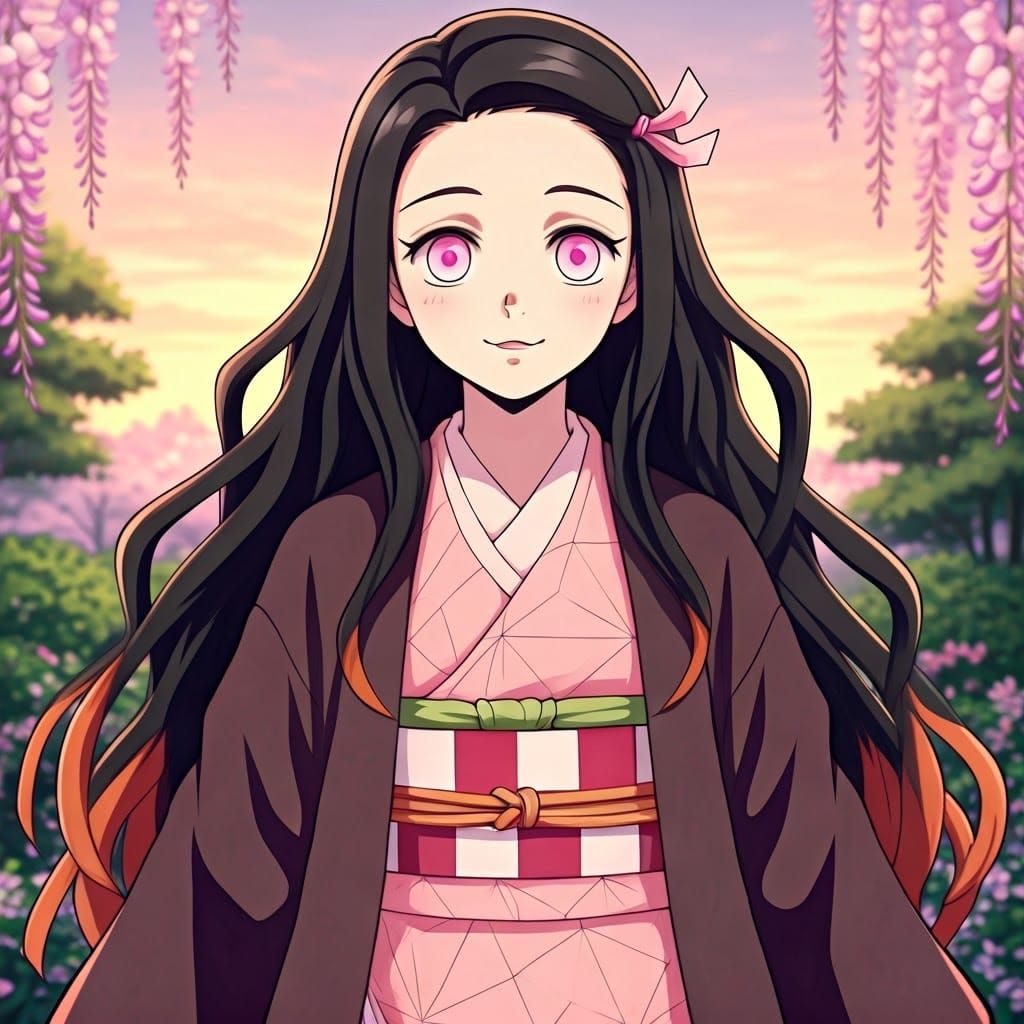 Nezuko in Puberty Mode, Japanese School Uniform, Sunset Gard...