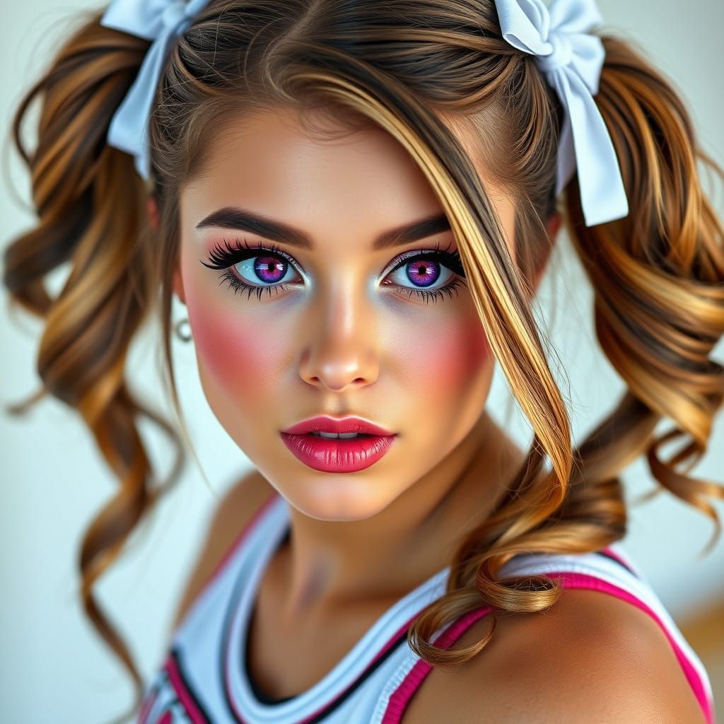 College Cheerleader Portrait in Sparkling Pink