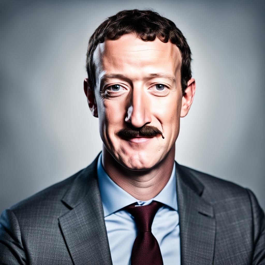 Mark Zuckerberg with a Mustache, Professional Photo