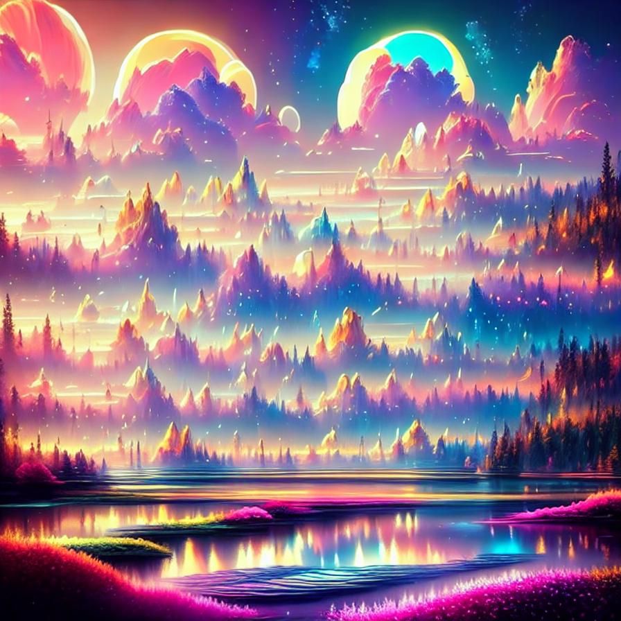 Dreamy Impressionistic Rose Garden Landscape