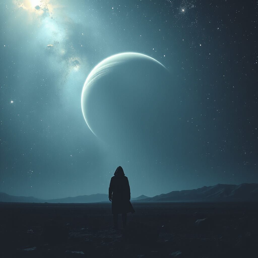 Cosmic Silhouette on Alien Planet