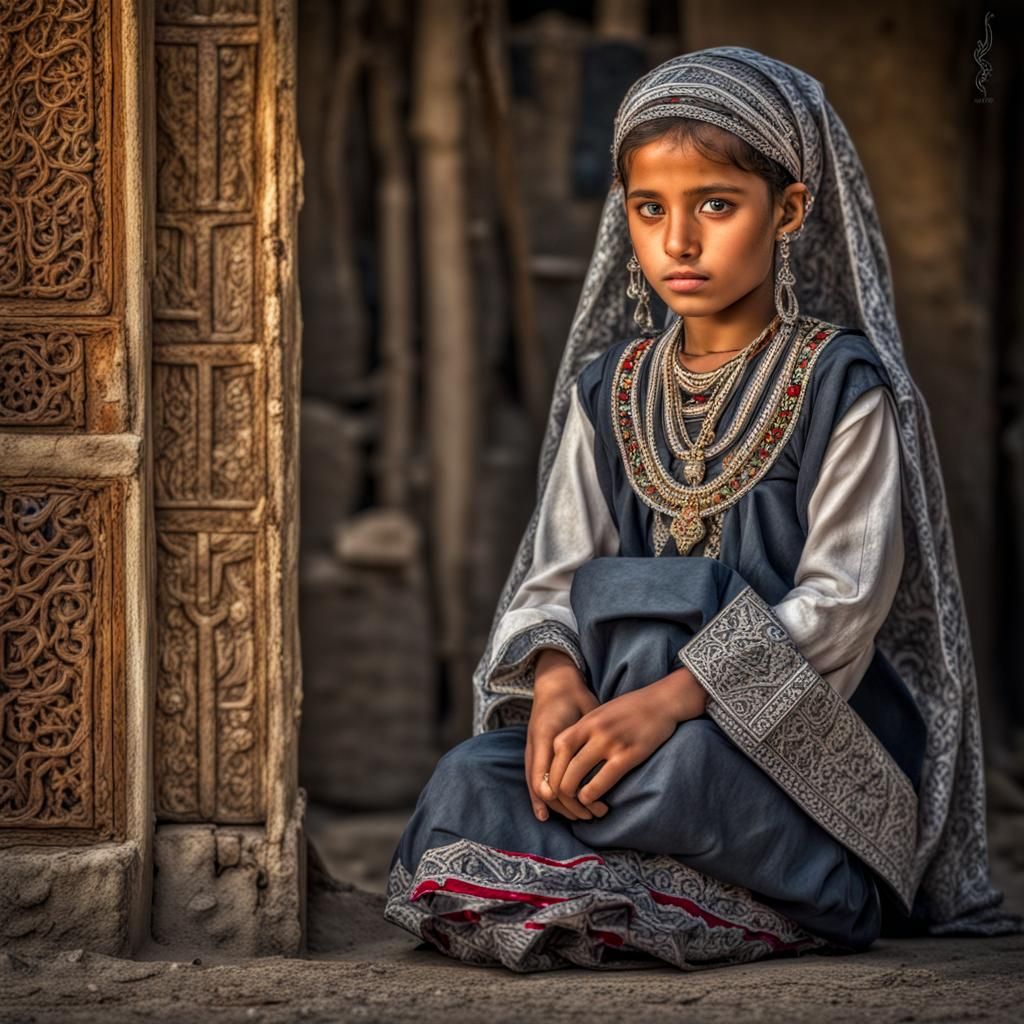 Yemeni Girl in Traditional Clothing