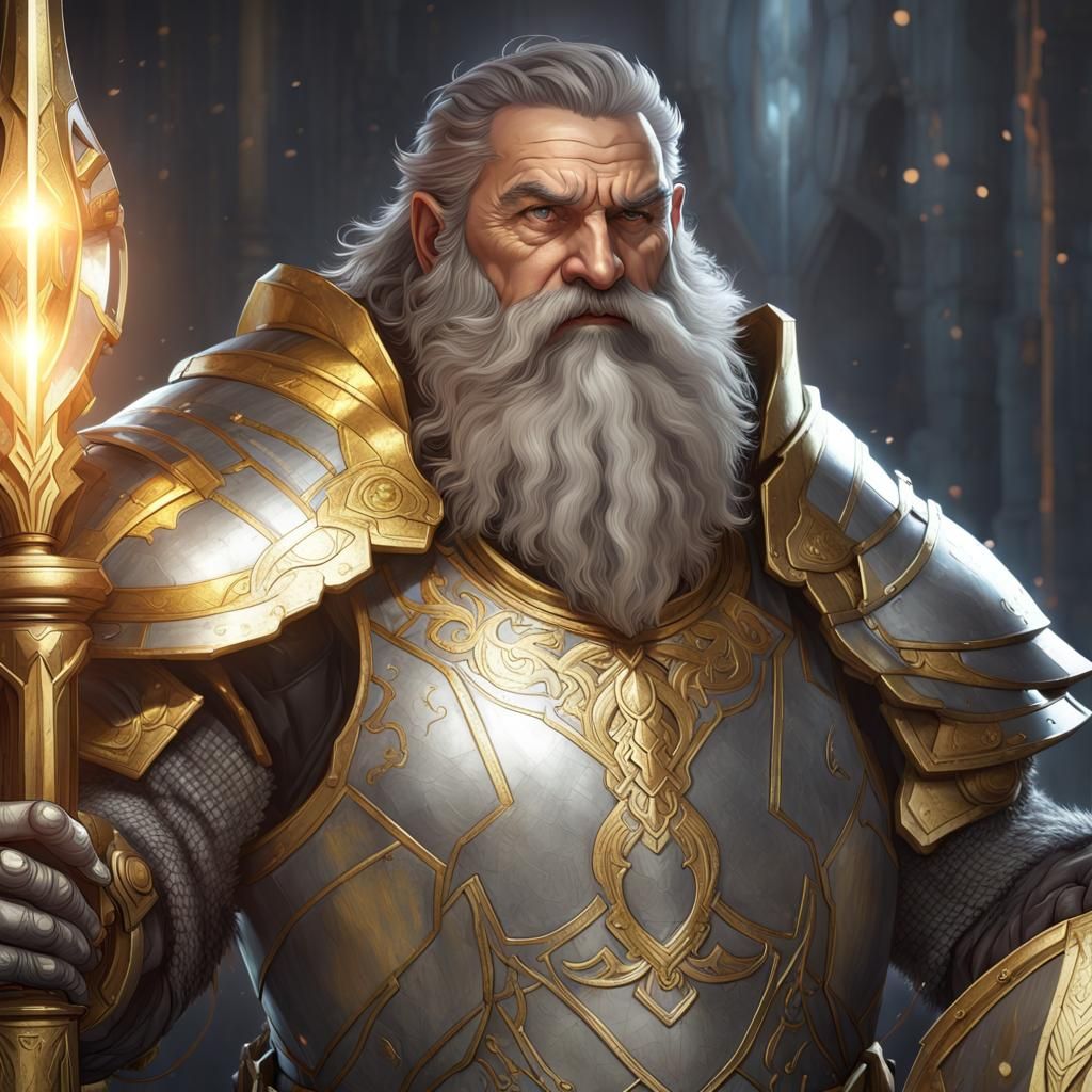 Dwarven Cleric Portrait in Hyperdetailed Digital Art