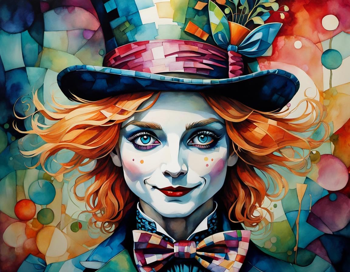 Alice in Wonderland Tea Party, Alcohol Ink Art