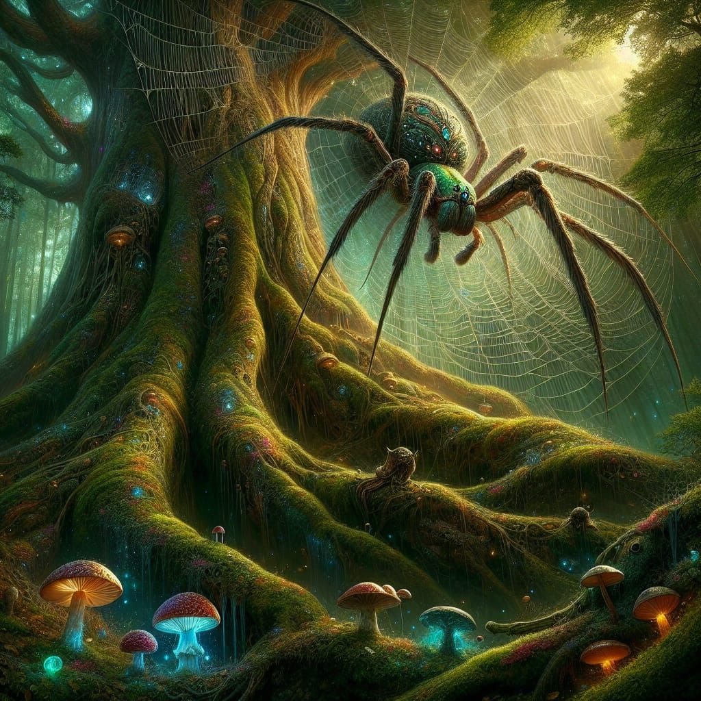 Enchanted Forest: Mother Tree and Spider Web