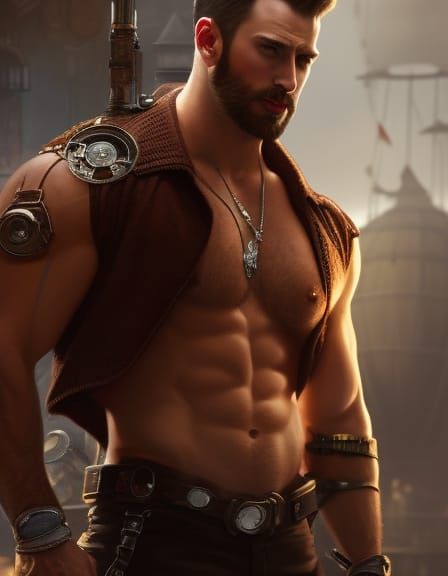 Steampunk Chris Evans Portrait in UHD 8K