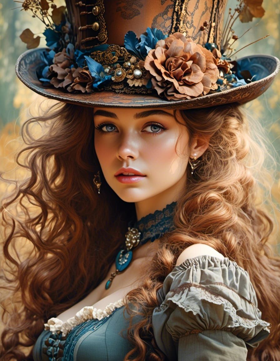 Steampunk Emilia Clarke Portrait in Victorian Style