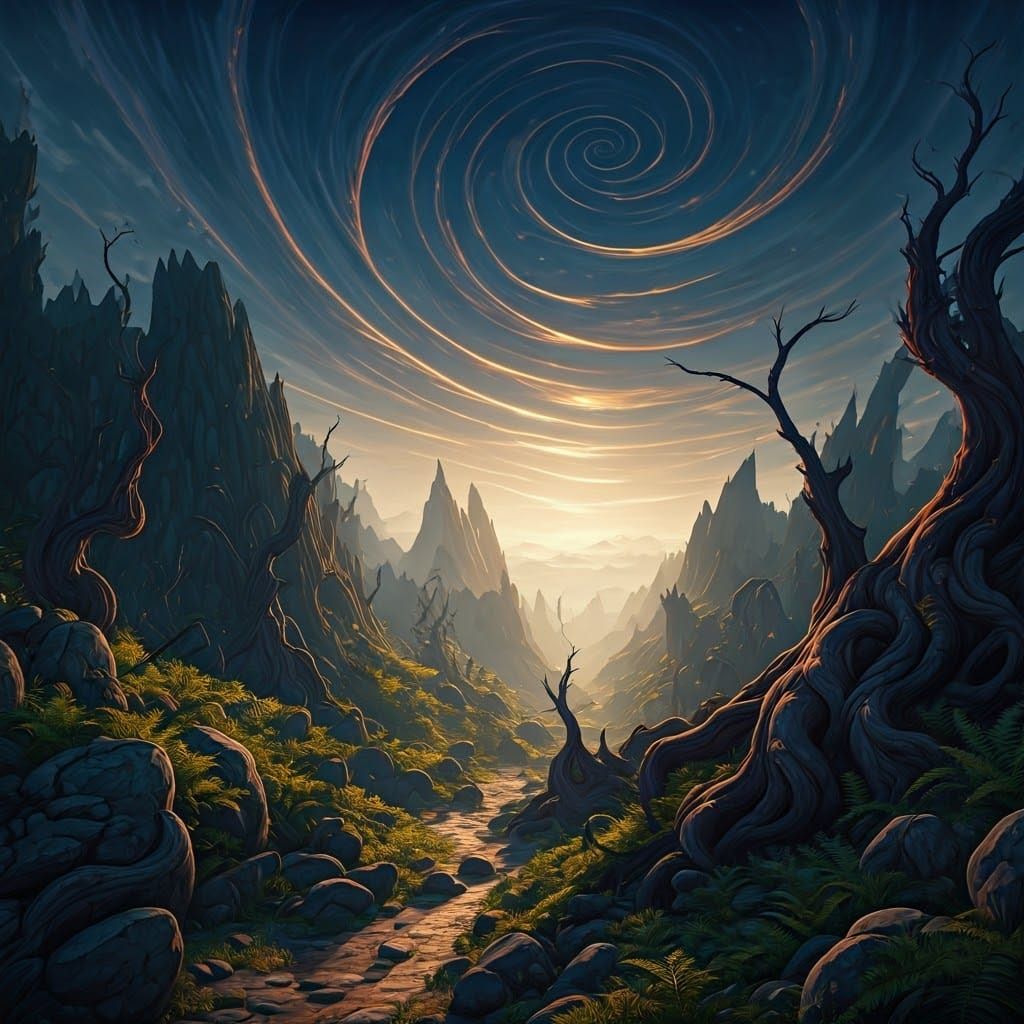 Mystical Azeroth Landscape at Dusk: Fantasy Concept Art