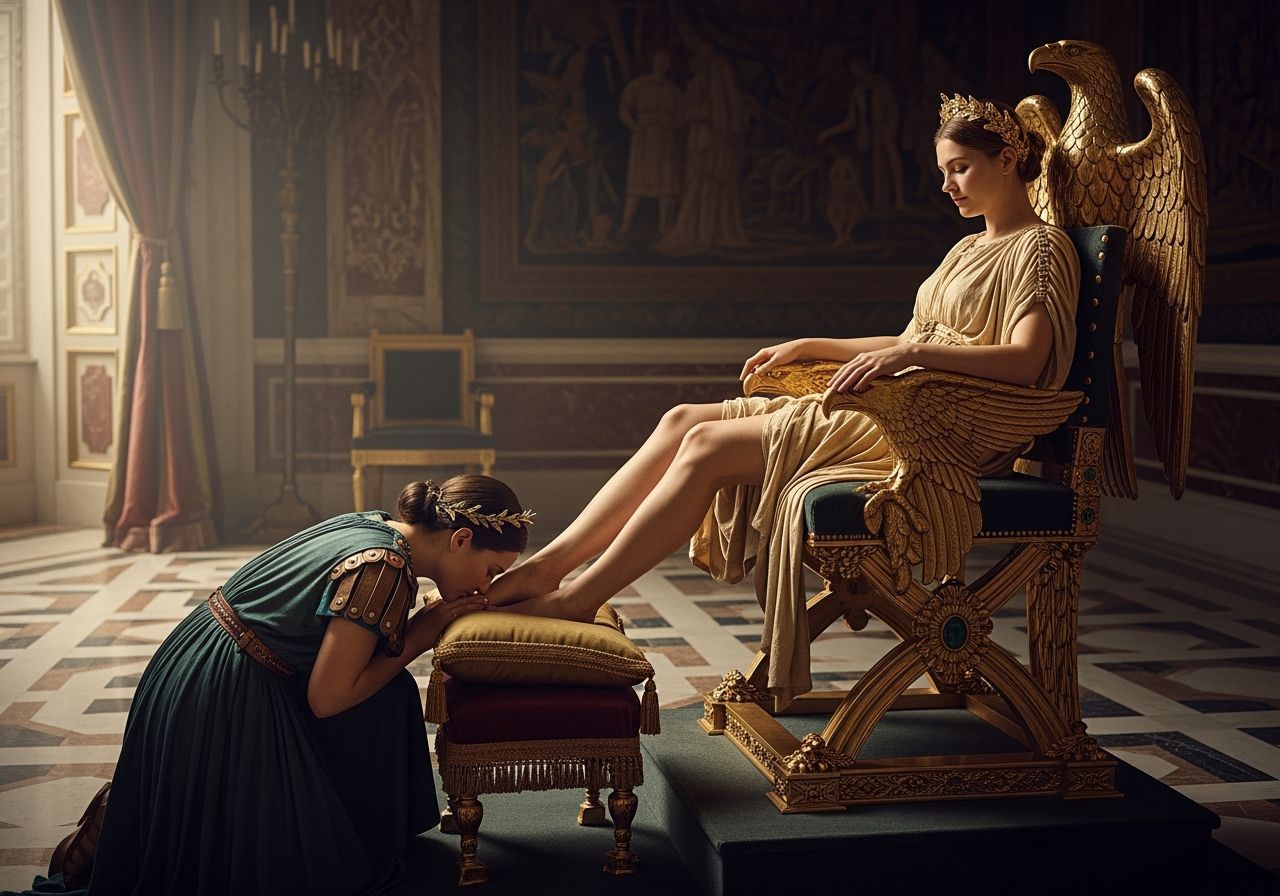 Opulent Roman Empress on Eagle Throne, Cinematic Lighting
