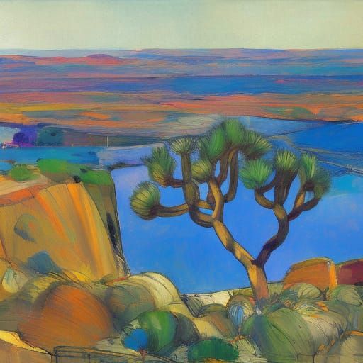 Abstract Coastal Landscape in Diebenkorn Style