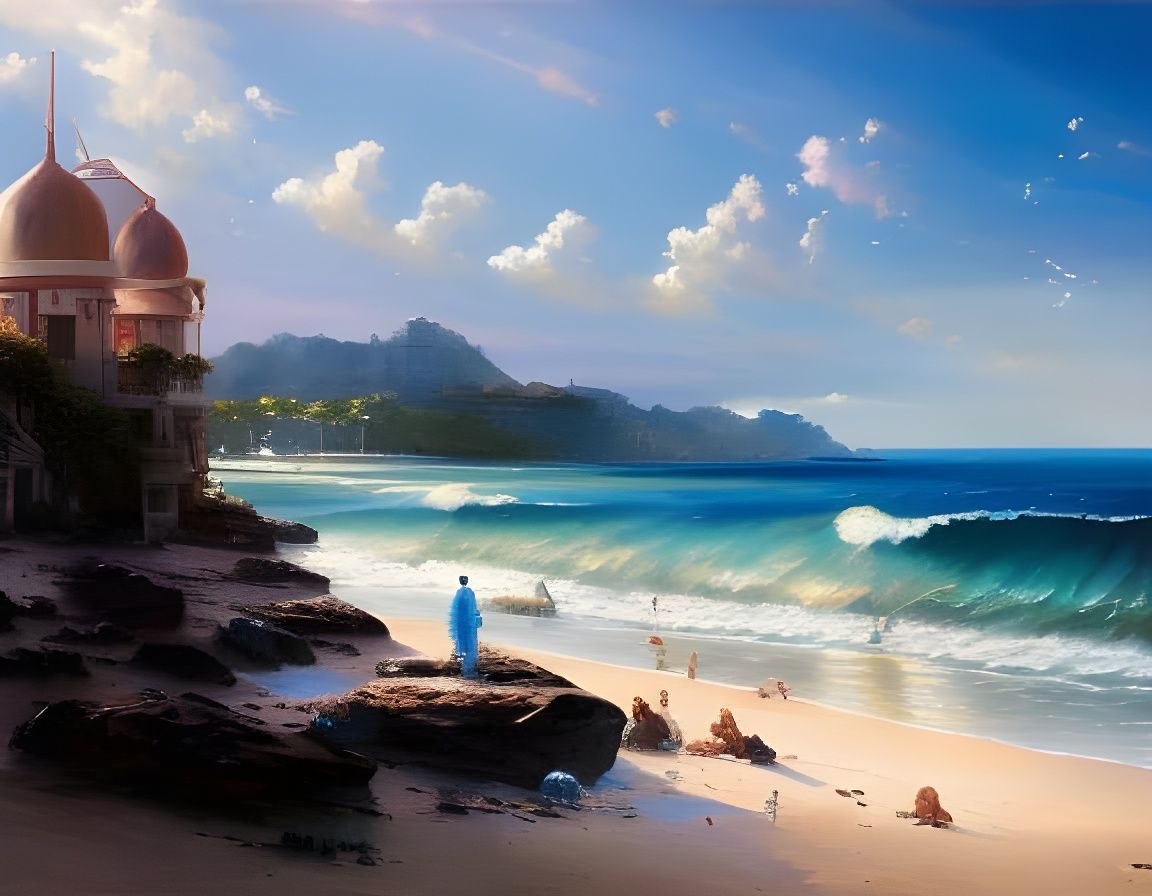 Hyperdetailed Beach with Luminous Lighting