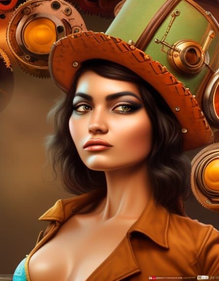 Steampunk Mexican Waitress Illustration in 4K
