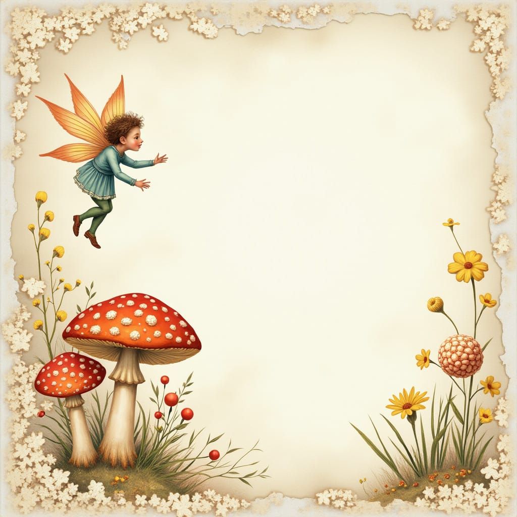 Delicate Fairy Scene on Distressed Paper