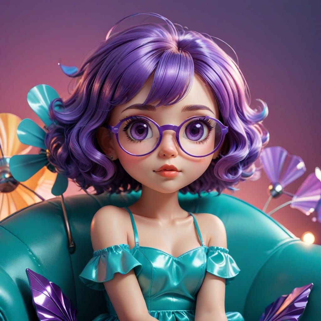 Chibi Lady Sweating in Candy Art Style