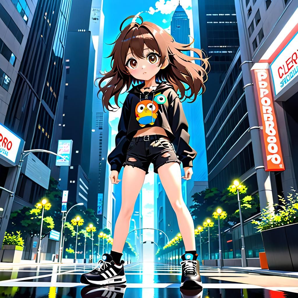 Anime Girl in Gothic Style With Pororo Top