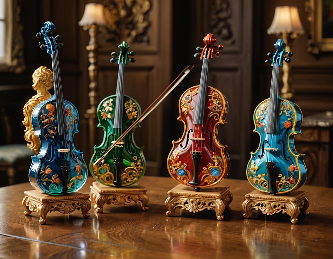 Enameled Glass String Quartet in Baroque Style