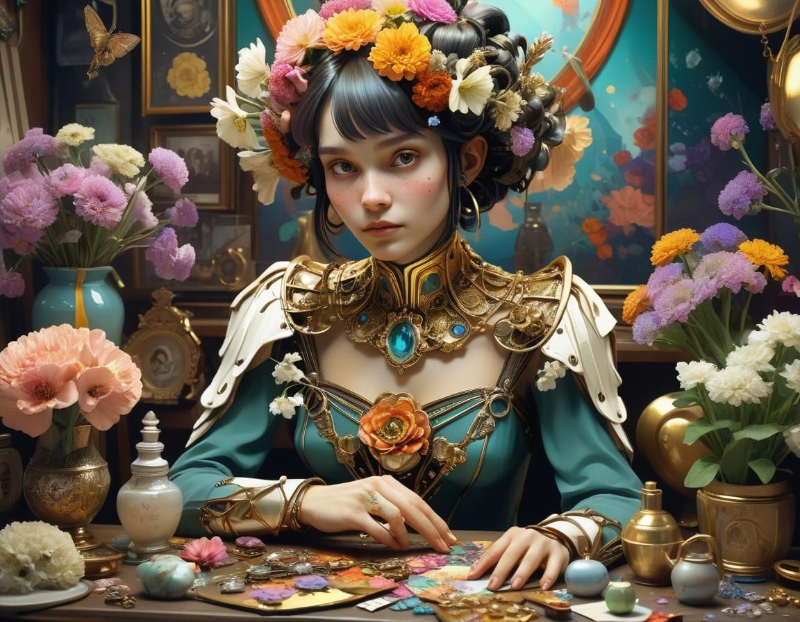 Alien Woman Portrait in Art Nouveau Style