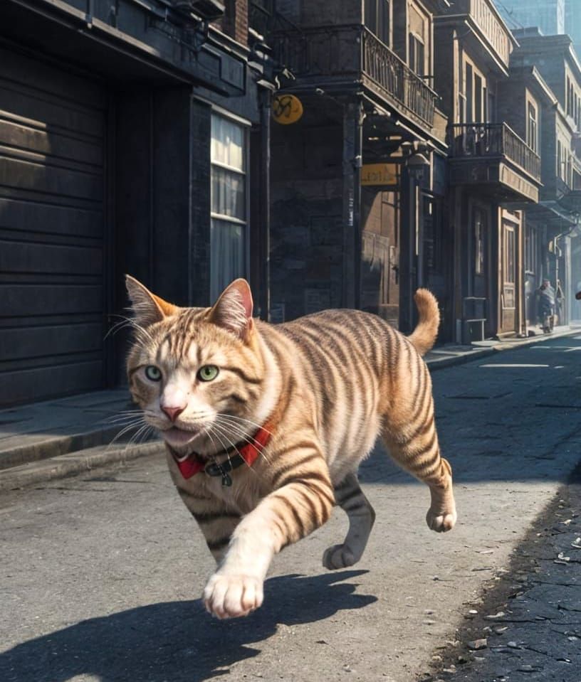 Evil CGI Cat Chasing Dog in 3D Digital Art