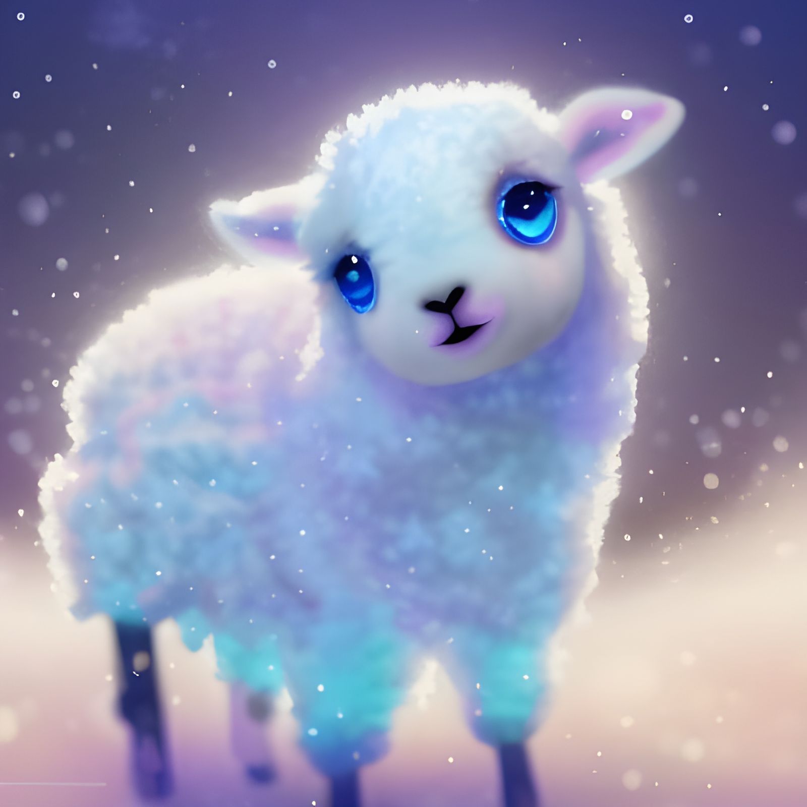 Adorable Lamb with Luminous Crystal Sparkles