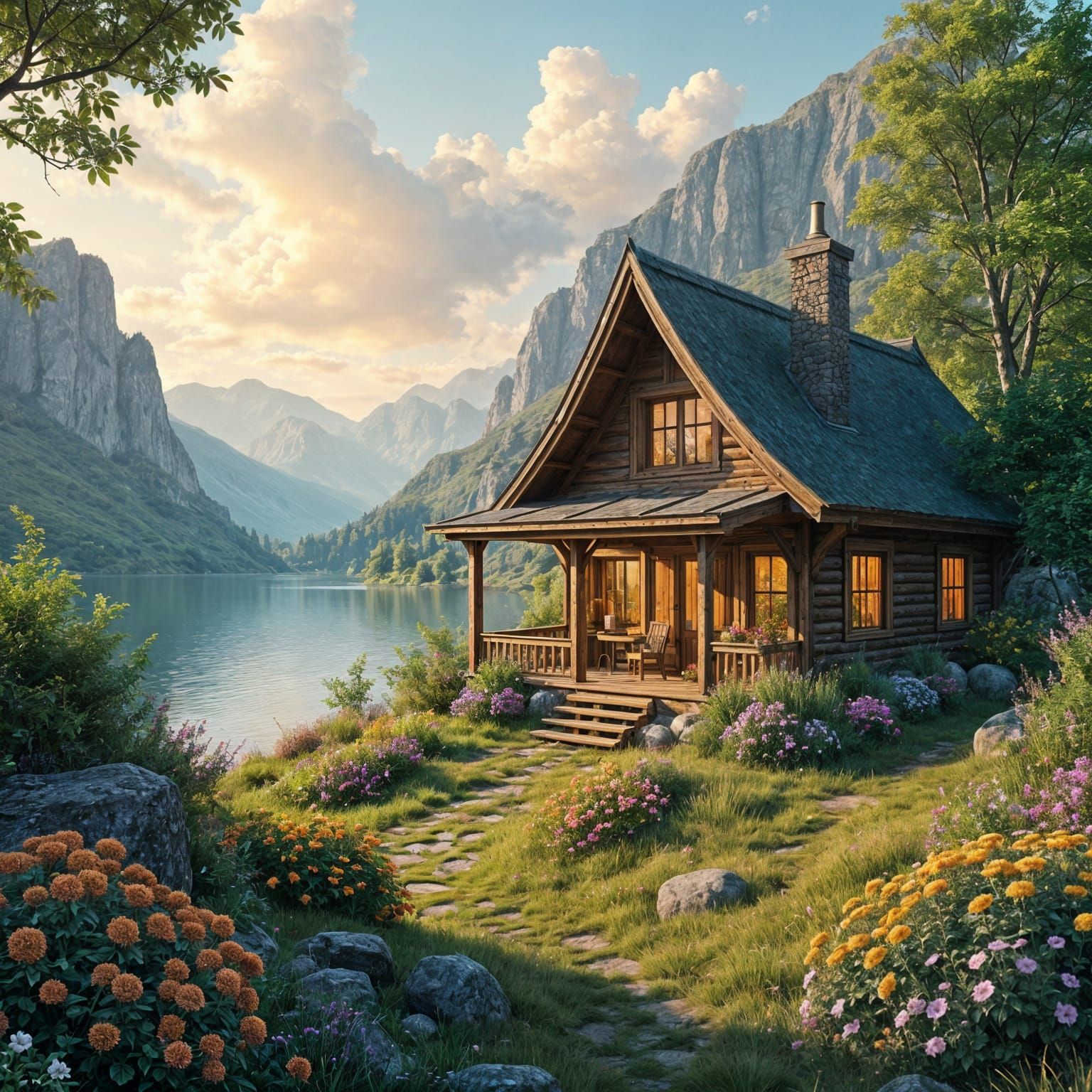 Irish Valley Sunset: Detailed Matte Painting