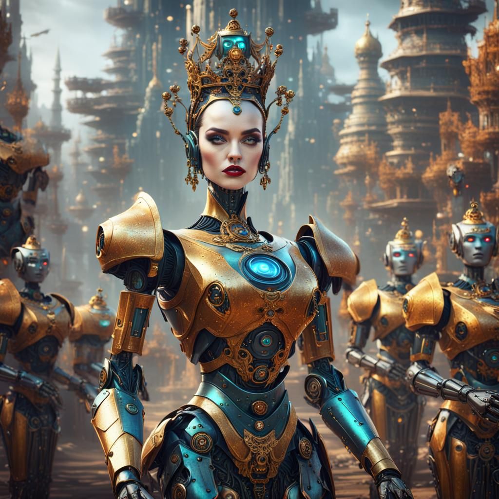 Robot Beauty Queen Winner: Detailed Matte Painting