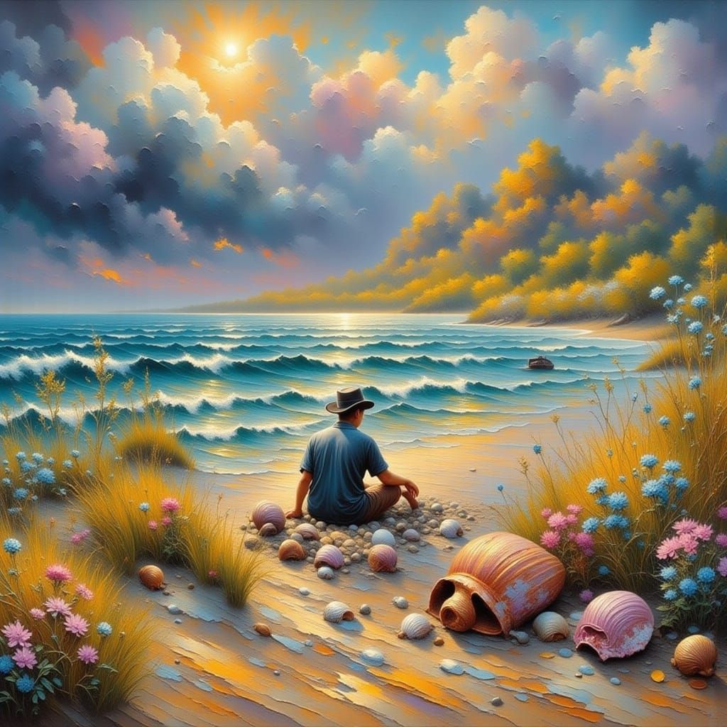 Sally Sells Seashells By The Seashore Oil Painting