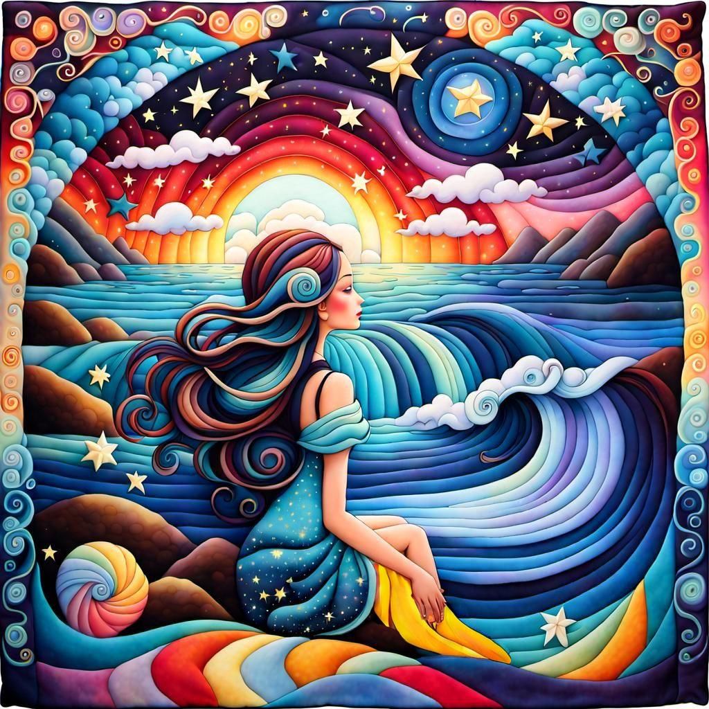 Quilted Scene in the Beach