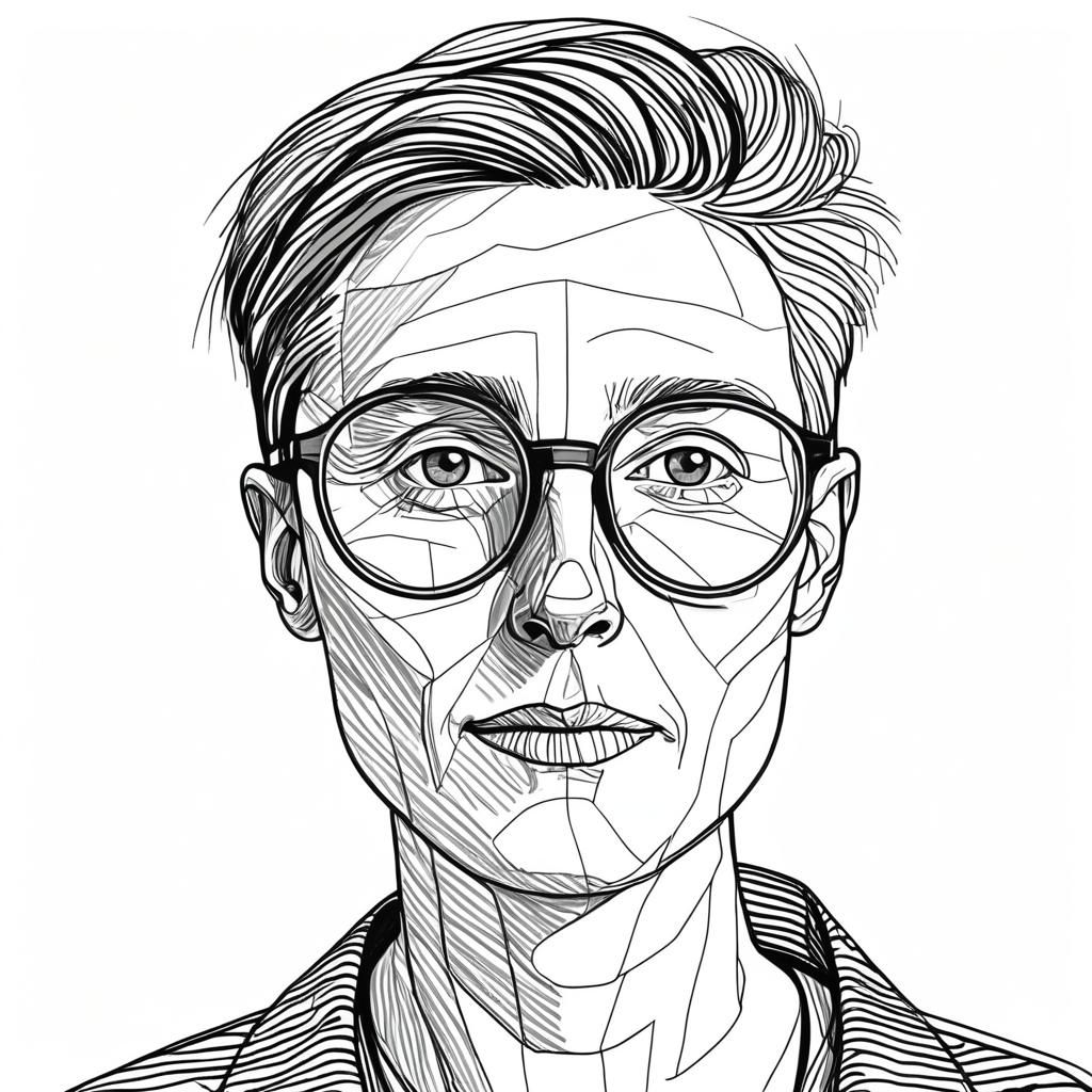 Androgynous Portrait in Simplified Line Work Style