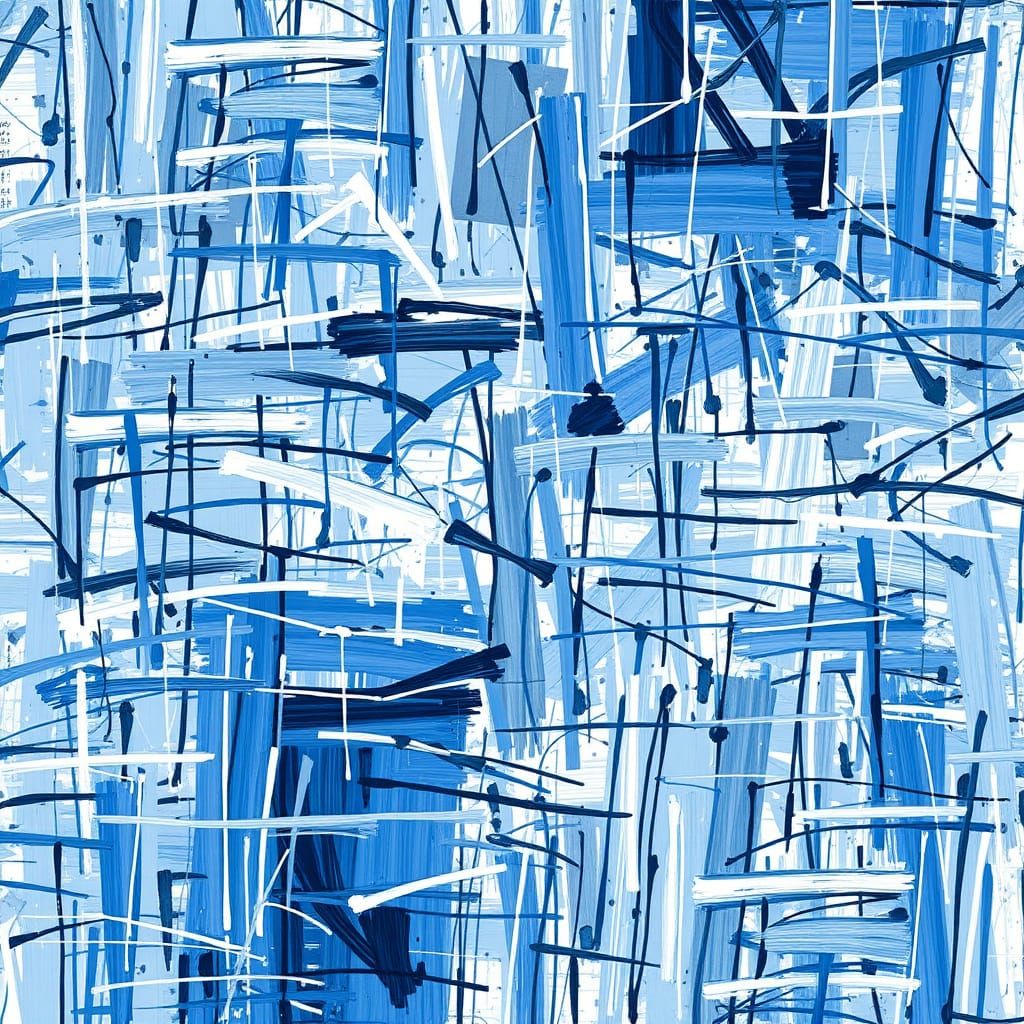 Blue and Gray Abstract Expressionist Masterpiece