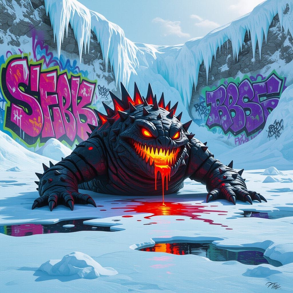 Lava Monster Dreams: Digital Art Meets Street Art