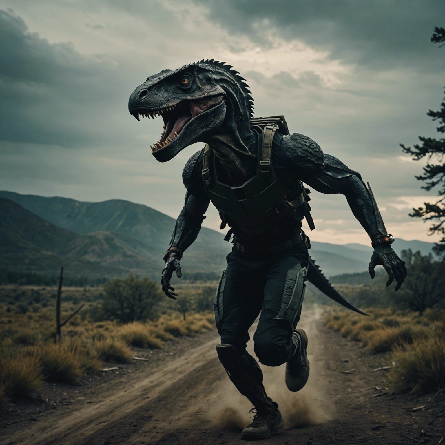 Dramatic Cinematic Film Still of Someone Running