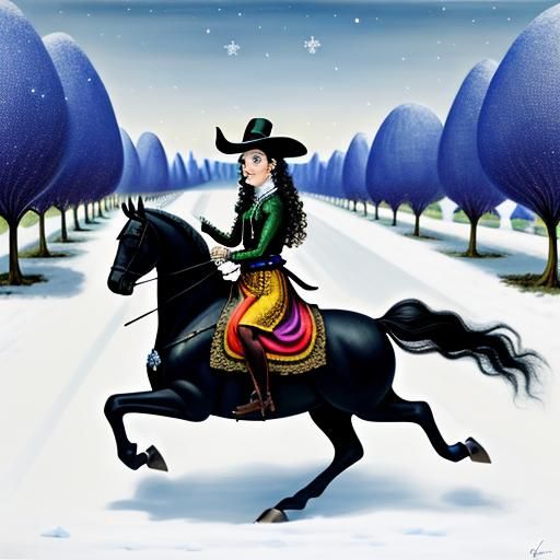 Surreal Witch and Magician in Chocolate Snow, Dali Style