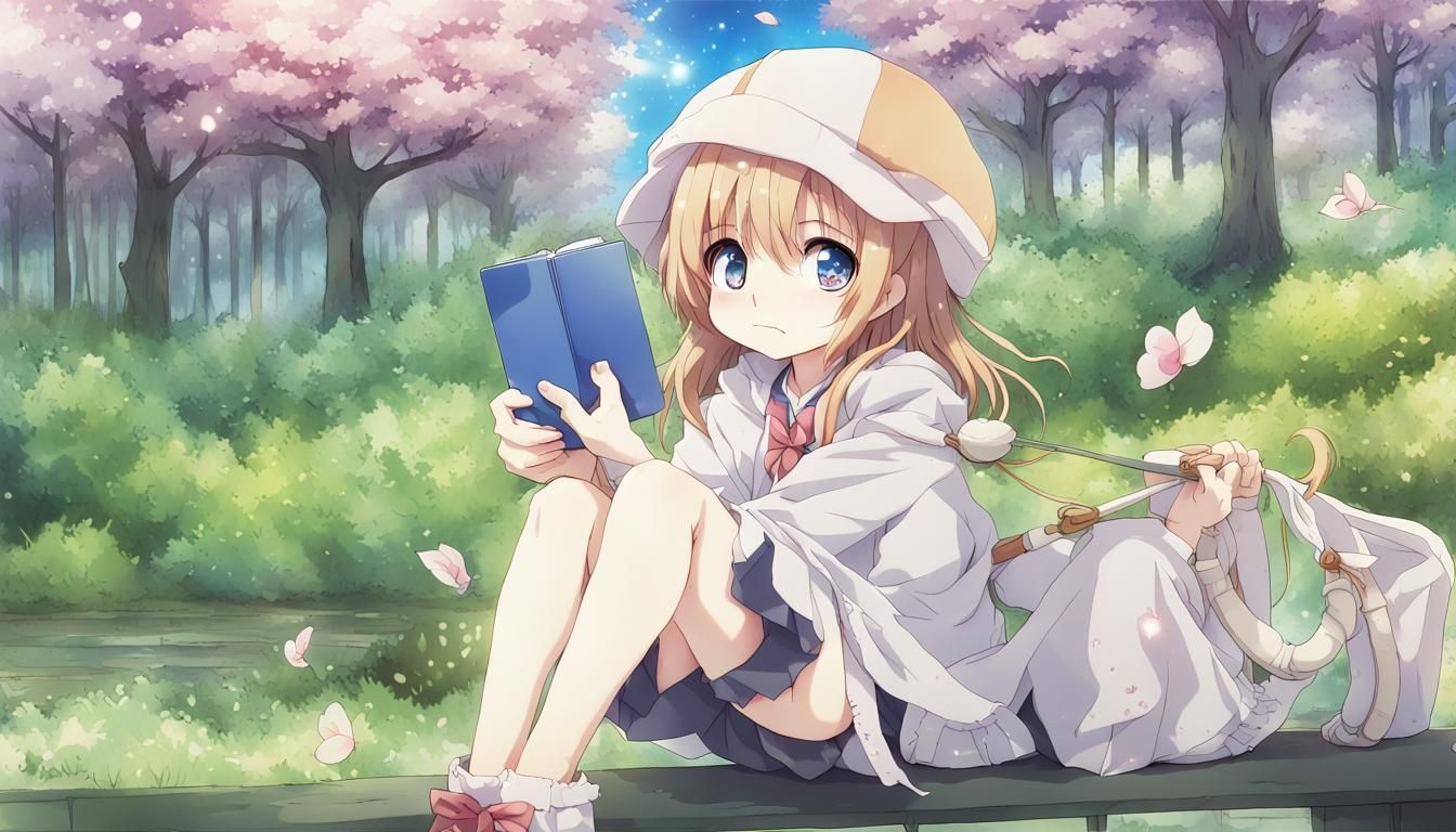 Cute Anime Girl in Japanese Manga Style