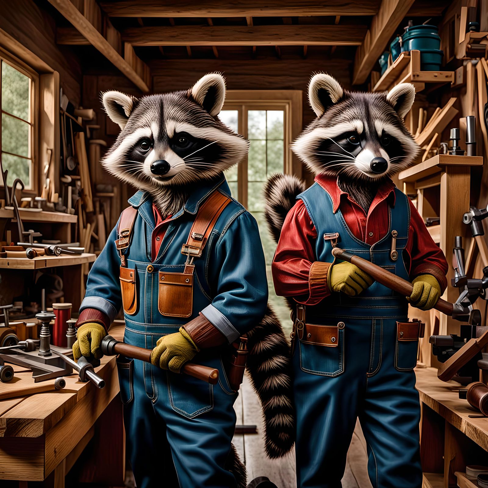 Crafty Critters: The Tale of the Master and the Apprentice Raccoon Carpenters