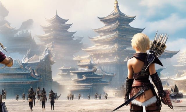 Dystopian Final Fantasy XII Illustration in Style of Amano