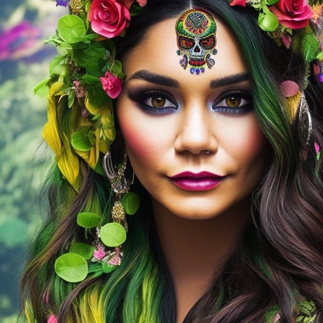 Sugar Skull Goddess in Aztec Jungle Temple