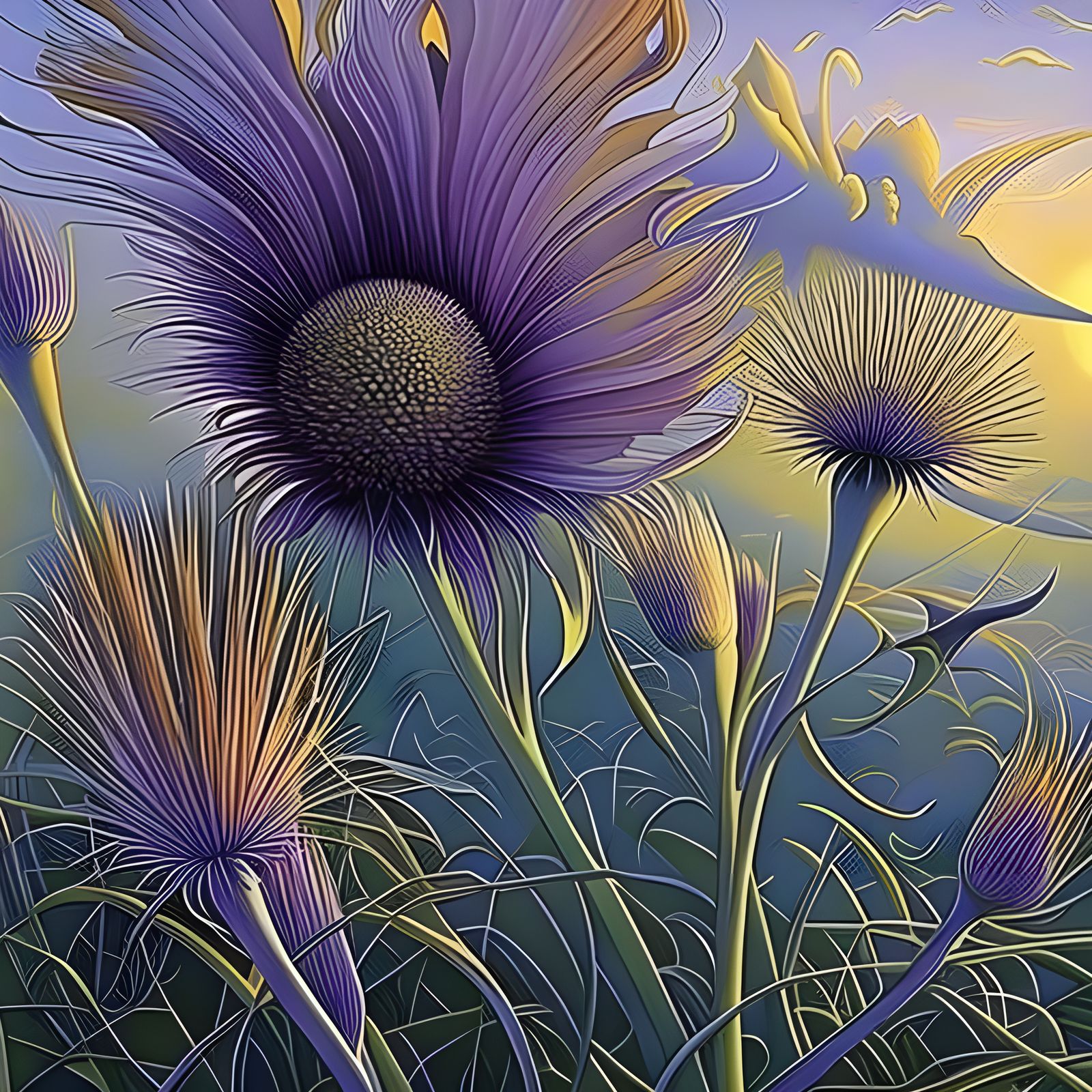 Celestial God Rays Light Up Thistle Field