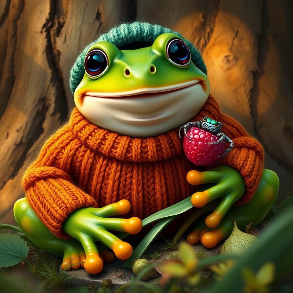 Frog and Spider Share Raspberry, Pixar Style