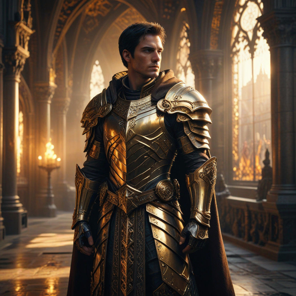 Epic Fantasy Paladin in Golden Hour, Cinematic Film Still
