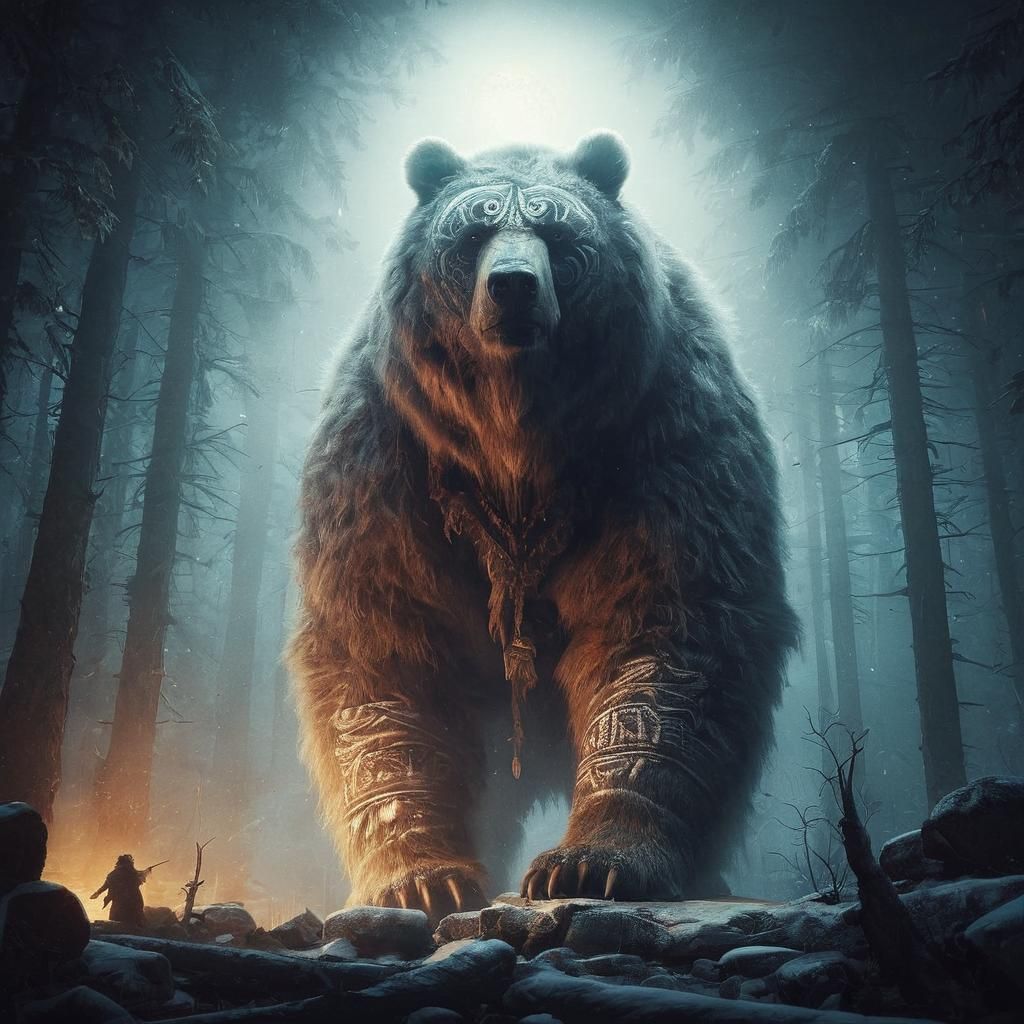 Tribal Kodiak Bear in Mythic Darkness