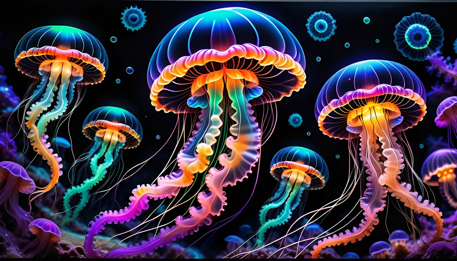 Cosmic Fractal Jellyfish in Psychedelic Blacklight