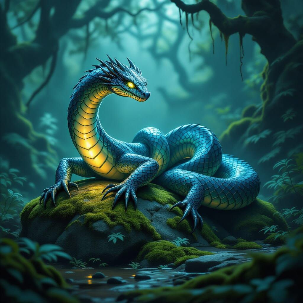 Ten-Legged Serpent in Ancient Forest