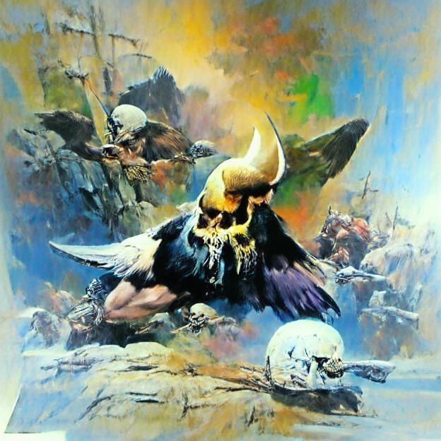Viking Skull and Death Eagle Fantasy Art