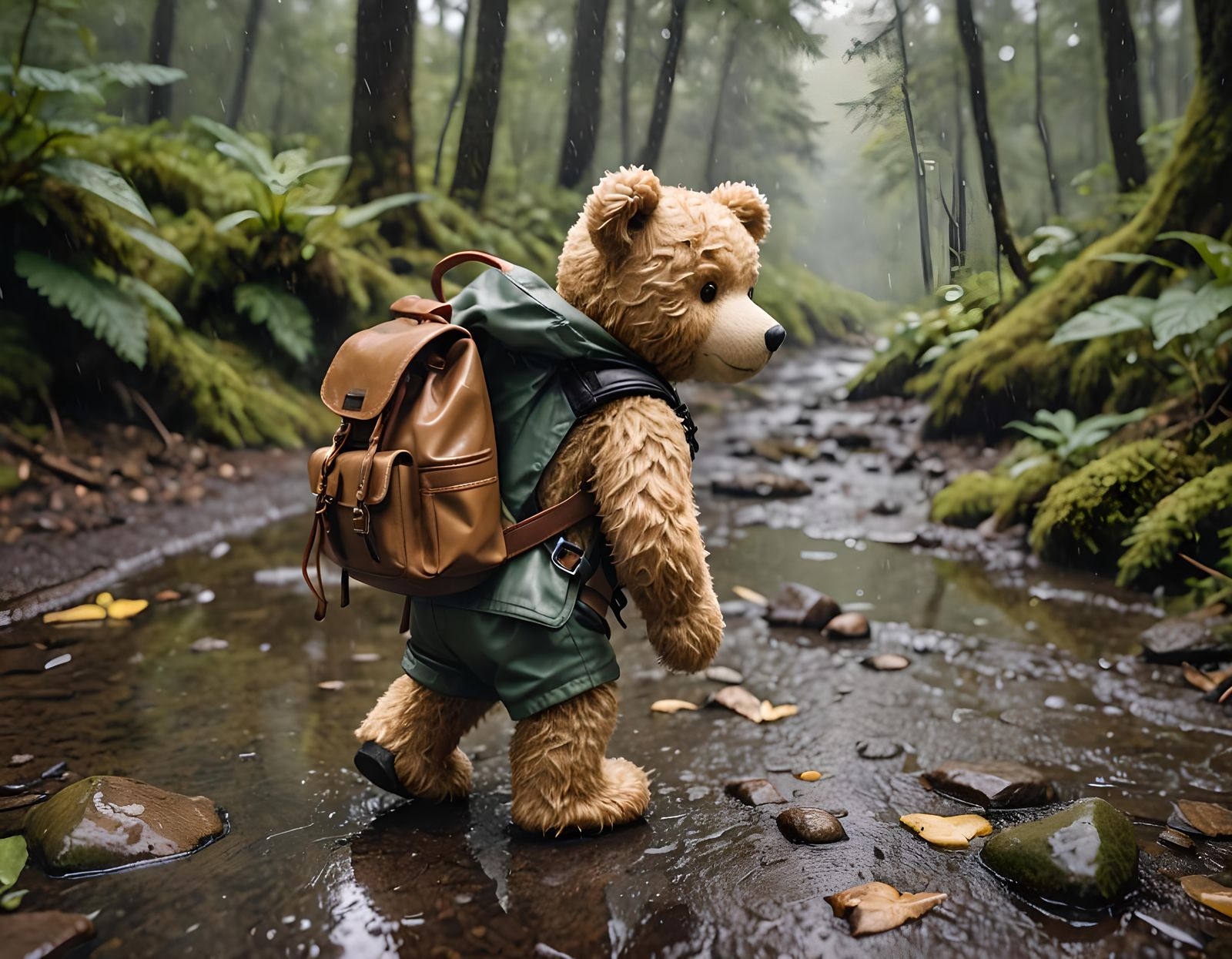 Adventurous Teddy Bear Exploring Outdoors
