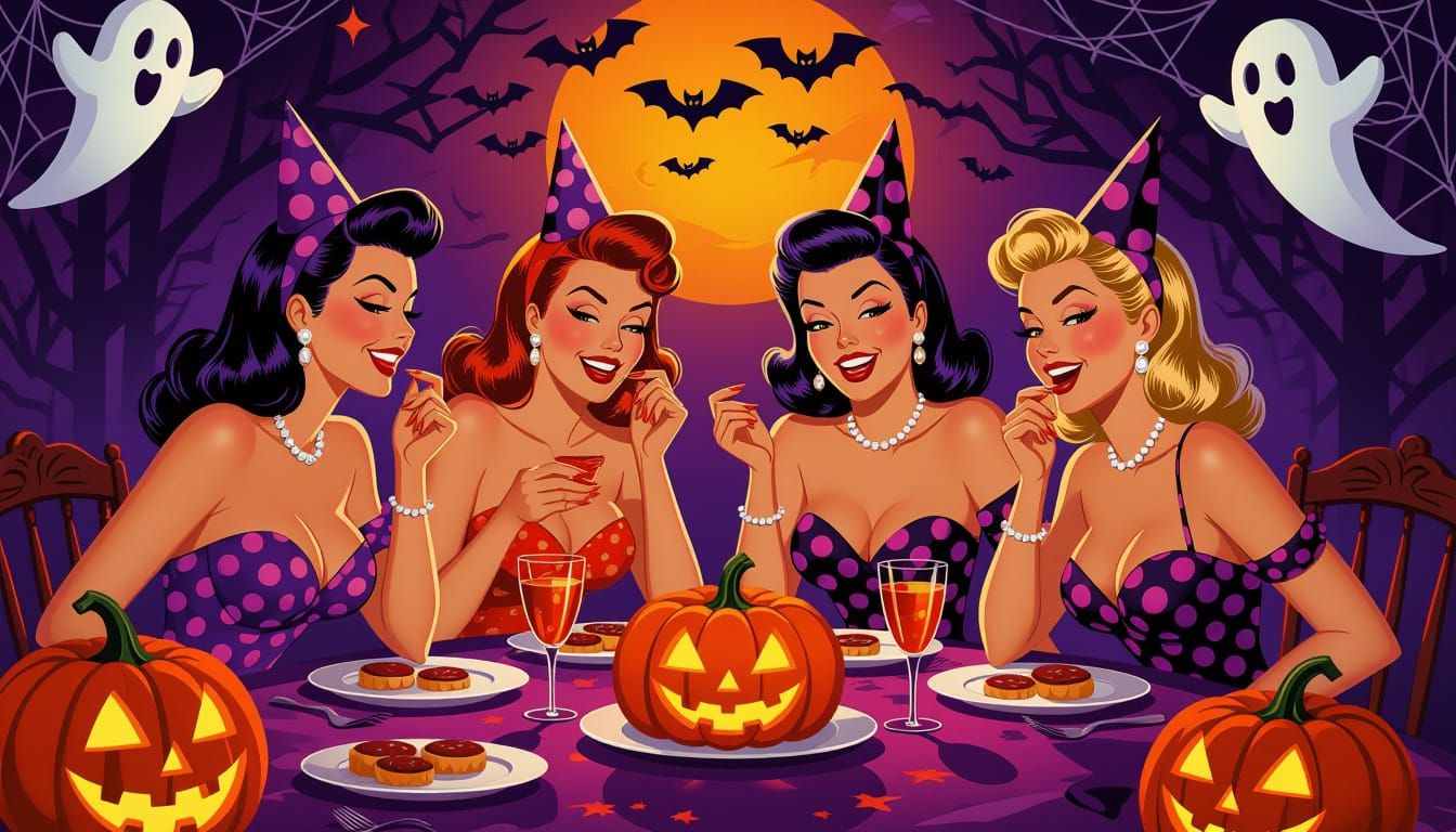 Glamorous Pin-Ups at a Spooky 1950s Birthday Bash