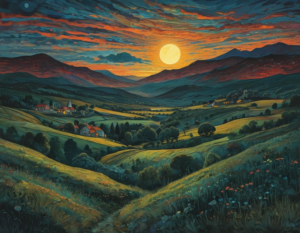 Valley of Twilight: Abstract Landscape Painting