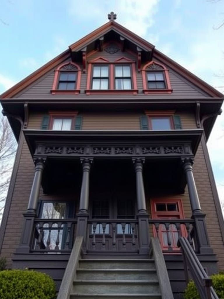 Looming Victorian House with Menacing Face